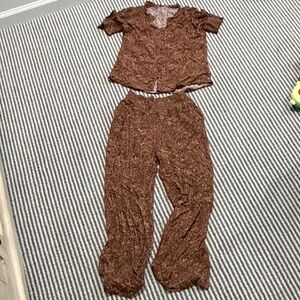 DR2 Brown Jumpsuit Set for Women small bottom medium top